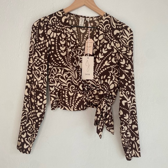 New with tags Joie Brown and Cream Floral Blouse - Picture 1 of 7